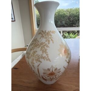 Jaeger & Co. Vase PMR Bavaria White w/Gold‎ Flowers & Trim BEAUTY Germany 10"